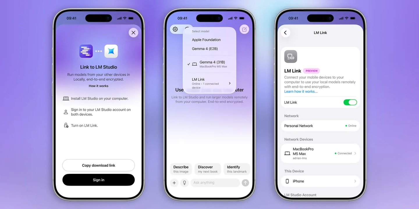 LM Studio 上线 LM Link，让 iPhone 17 等直连 Mac 本地 AI 模型